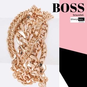 3 PCS- BOSS Gold Chunky Chain Bracelet